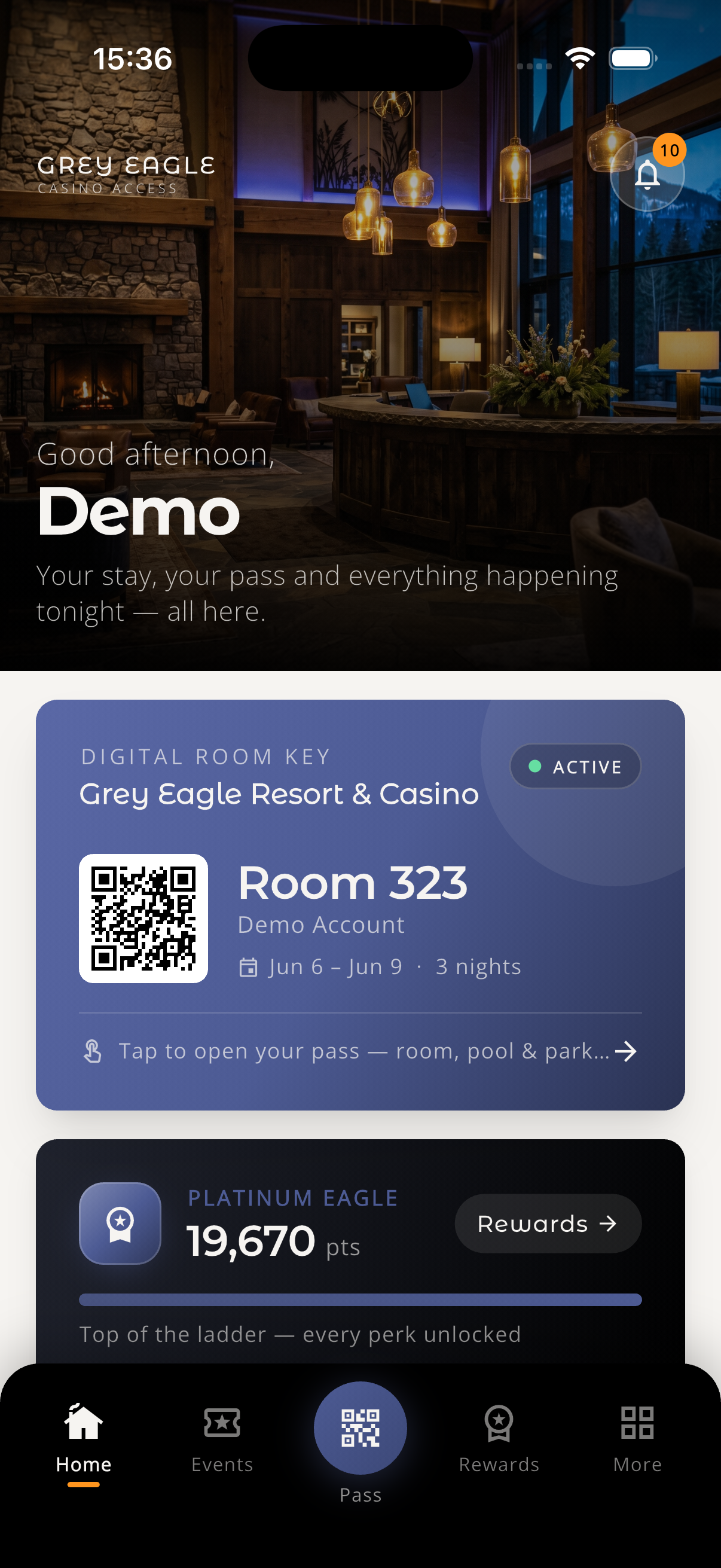 Events screen